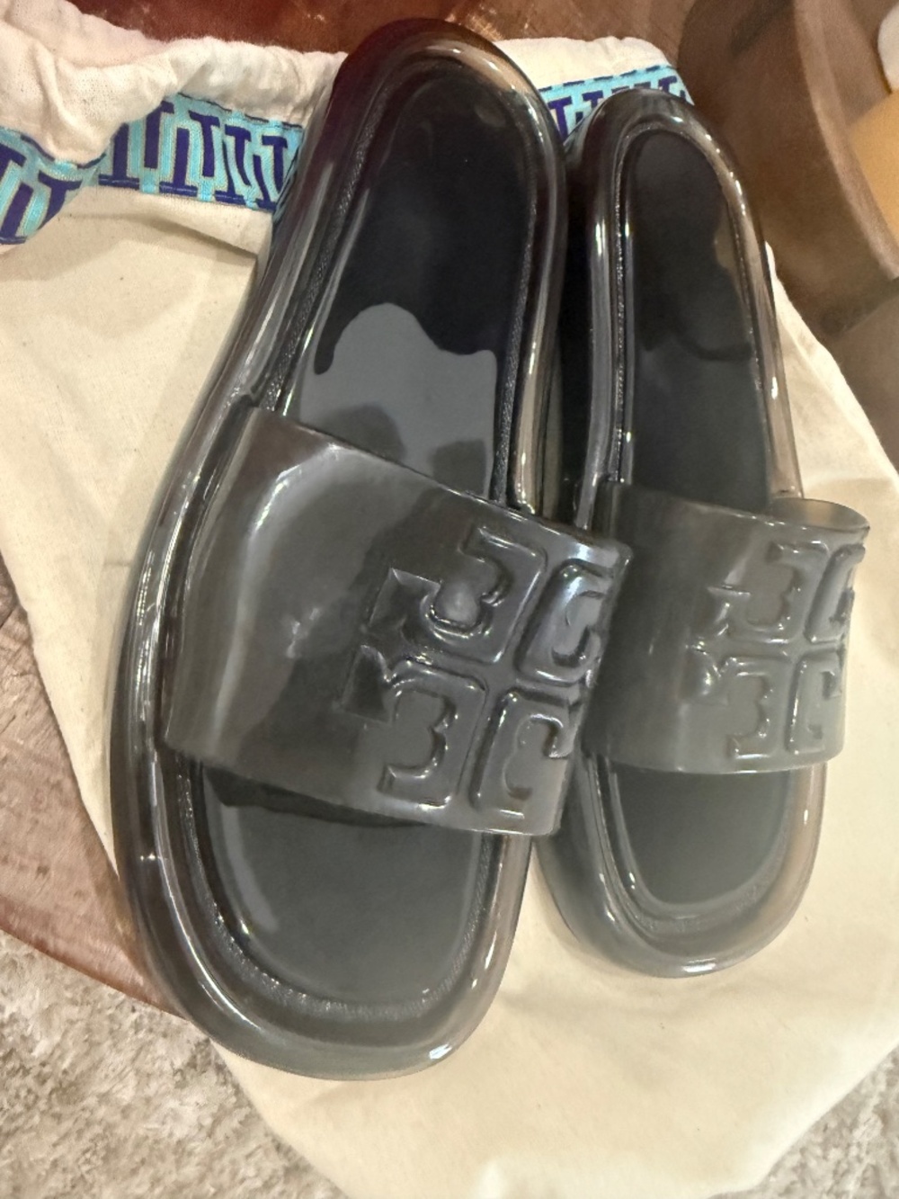 TORY BURCH $188 BLACK BUBBLE JELLY SLIDE SANDAL/Sz 9 39 EU Style 85010 - Picture 5 of 13